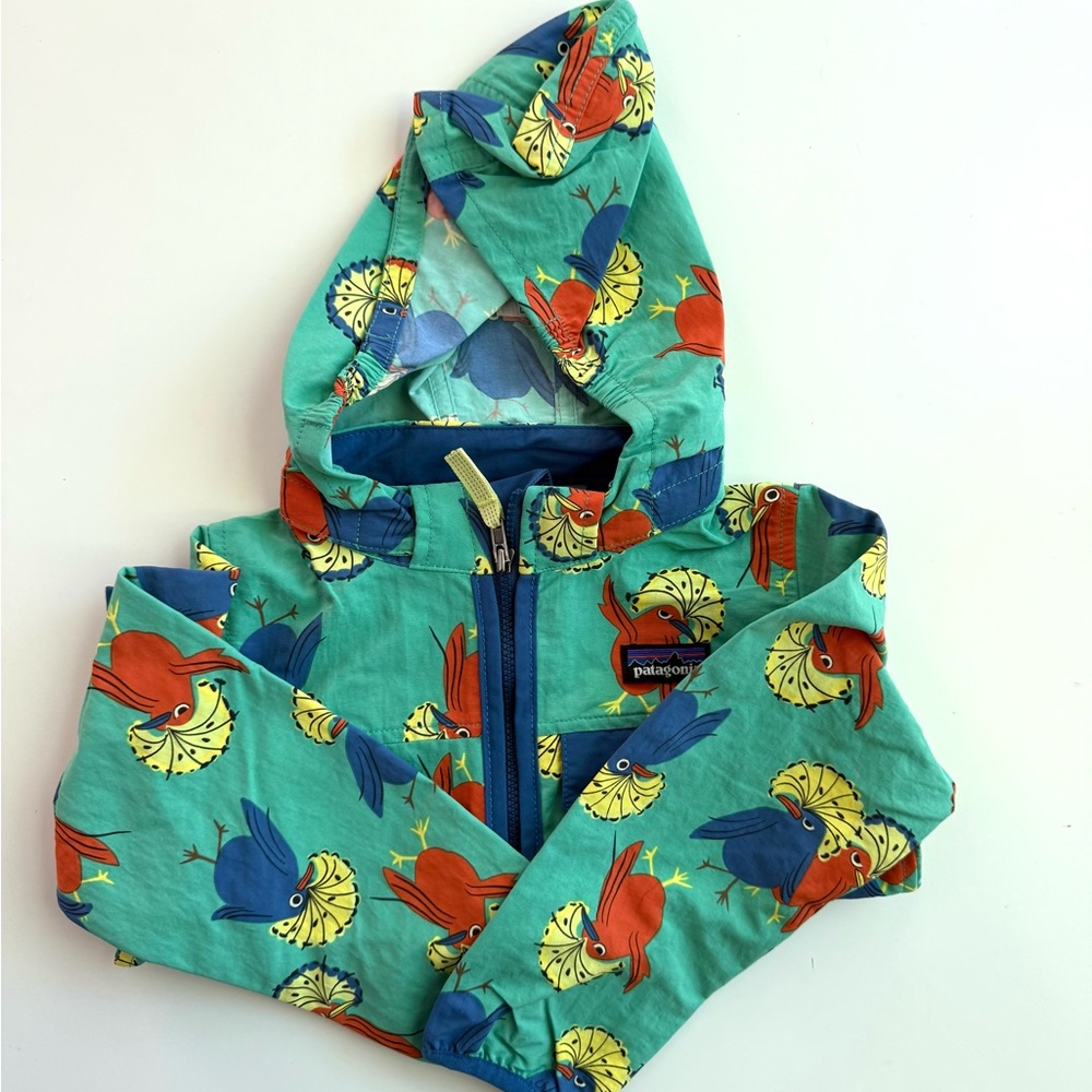 Patagonia Baby Baggies Jacket Green Birds Royal Fren: Aqua Stone NEW SIZE 2T